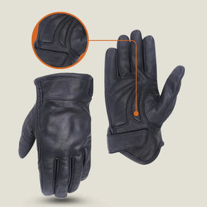 MG Mens Black Gel Palm Riding Leather Gloves