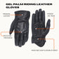 MG Mens Black Gel Palm Riding Leather Gloves