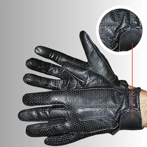 Mens Black Perforated Leather Driving Gloves By MG