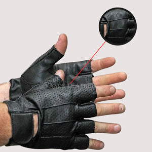 MG VL406 Men's Black Perforated Shorty Leather Motorcycle Gloves