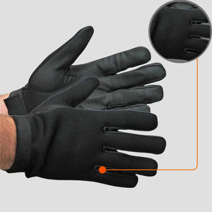 Durable and comfortable black tactical neoprene gloves for men, providing excellent grip and flexibility for motorcycle riding, outdoor adventures, or work.