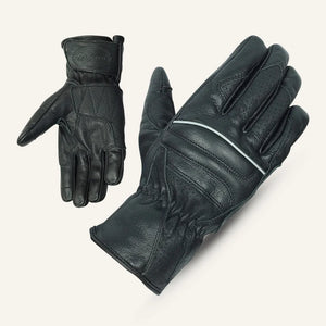 MG VL476 men’s black biker leather driving gloves by MG with reflective piping and extended gauntlet cuff Buy Online at MG Store