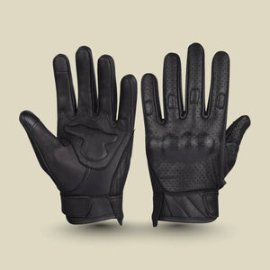 Men's premium leather perforated motorcycle gloves with padded gel palms and soft knuckles for enhanced protection and comfort