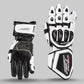 Image 18: RST TracTech Evo 4 CE Gloves in White Color with  black knuckles and palm balk padding material comfort for riders