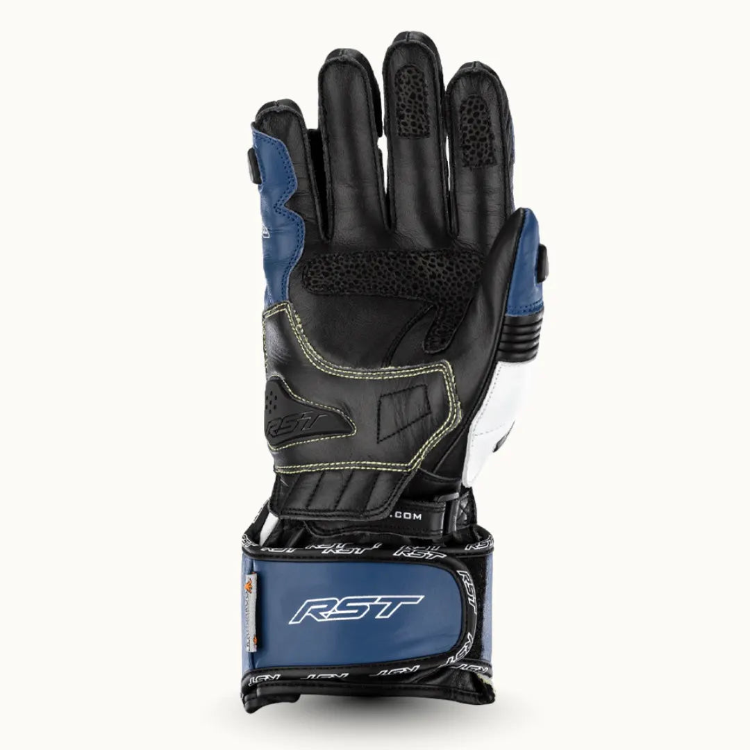 Close-Up of RST TracTech Evo 4 CE Gloves Palm Slider with black blue combination