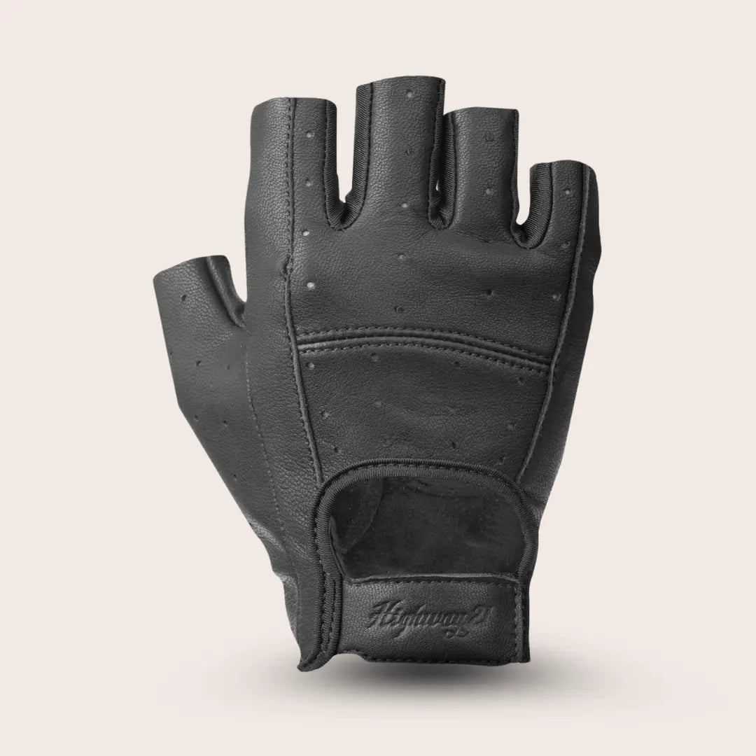 Highway 21 Ranger Women's Fingerless Leather Motorcycle Gloves   backview air Ventilated