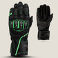 RST Men’s S1 CE Leather Motorcycle Gloves in green and black – close-up of cuff and wrist strap