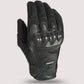 Black motorcycle gloves by Scorpion EXO Vortex Air, showcasing a mesh palm and leather palm for optimal performance and breathability.