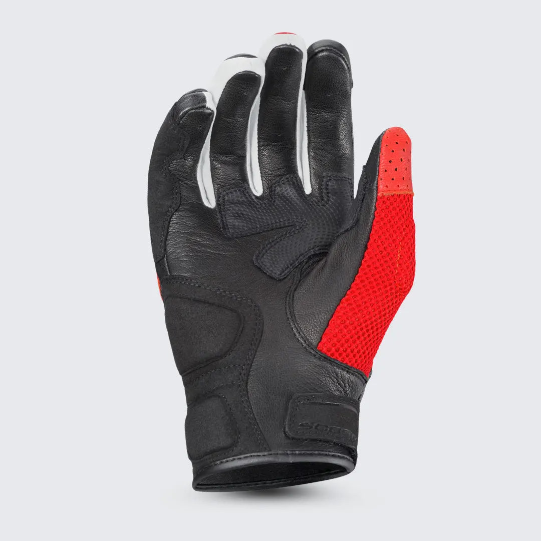  Scorpion EXO Vortex Air Men’s motorcycle gloves in red and black leather, showcasing a sleek and stylish look