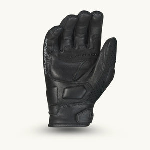 Black Scorpion Women’s Klaw II leather motorcycle gloves displayed on a white background with pam padding pam knucles pure leather finishing