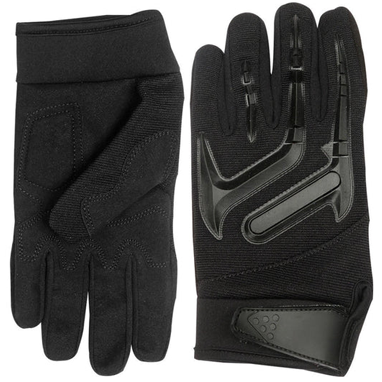 Black textile motorcycle gloves with high-density palm padding for enhanced comfort and protection, designed for men.