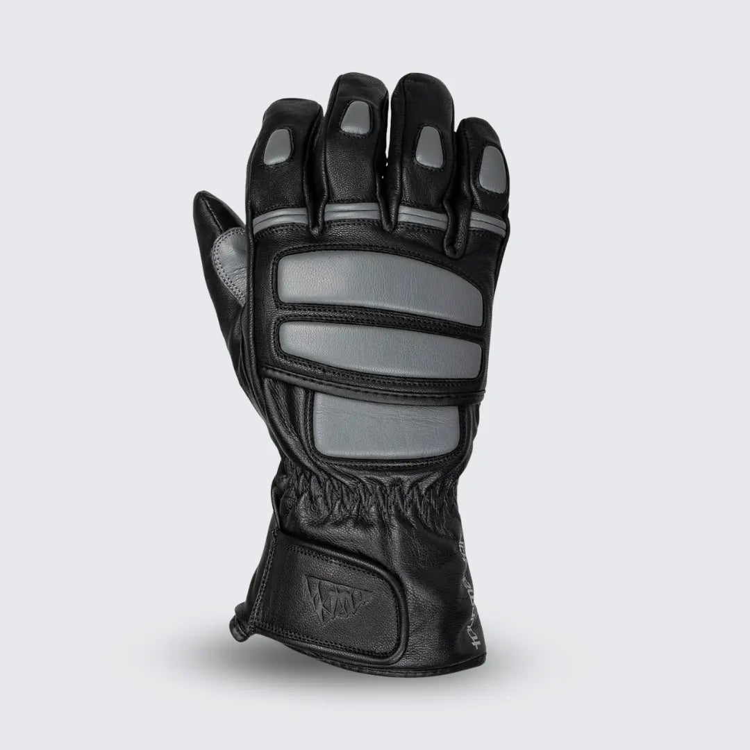 Tour Master women’s midweight motorcycle gloves black an grey — genuine goat leather with 100 g insulation, waterproof membrane, and touchscreen fingertips