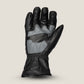 Tour Master women’s leather glove detail showing touchscreen-compatible index finger and reflective print on cuff