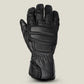 Back view of Tour Master women’s insulated leather gloves black showing EVA foam knuckle protection, stretch spandex panels, and hook-and-loop wrist closure