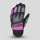 Women's Aero-Flo 2.0 Cortech motorcycle gloves back view black grey pink with ventilated knuckle protection