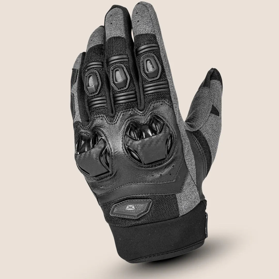 Women's Hyper-Flo 2.0 Cortech Motorcycle Gloves Back View Grey Black – reinforced protection and comfort. with stylish knuckles griper