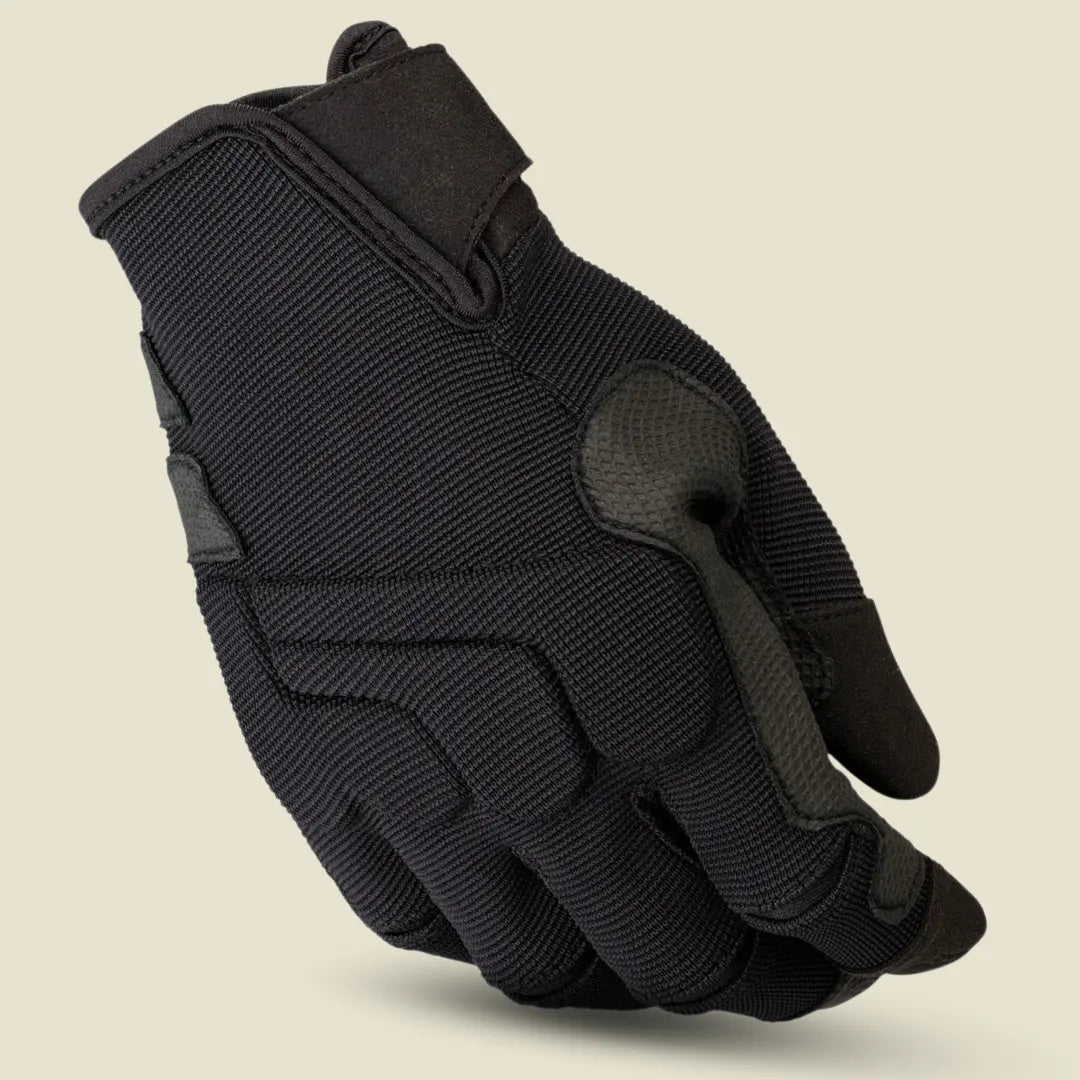 Back view of Women's Mill D3O Z1R motorcycle gloves in black with reinforced knuckle protection