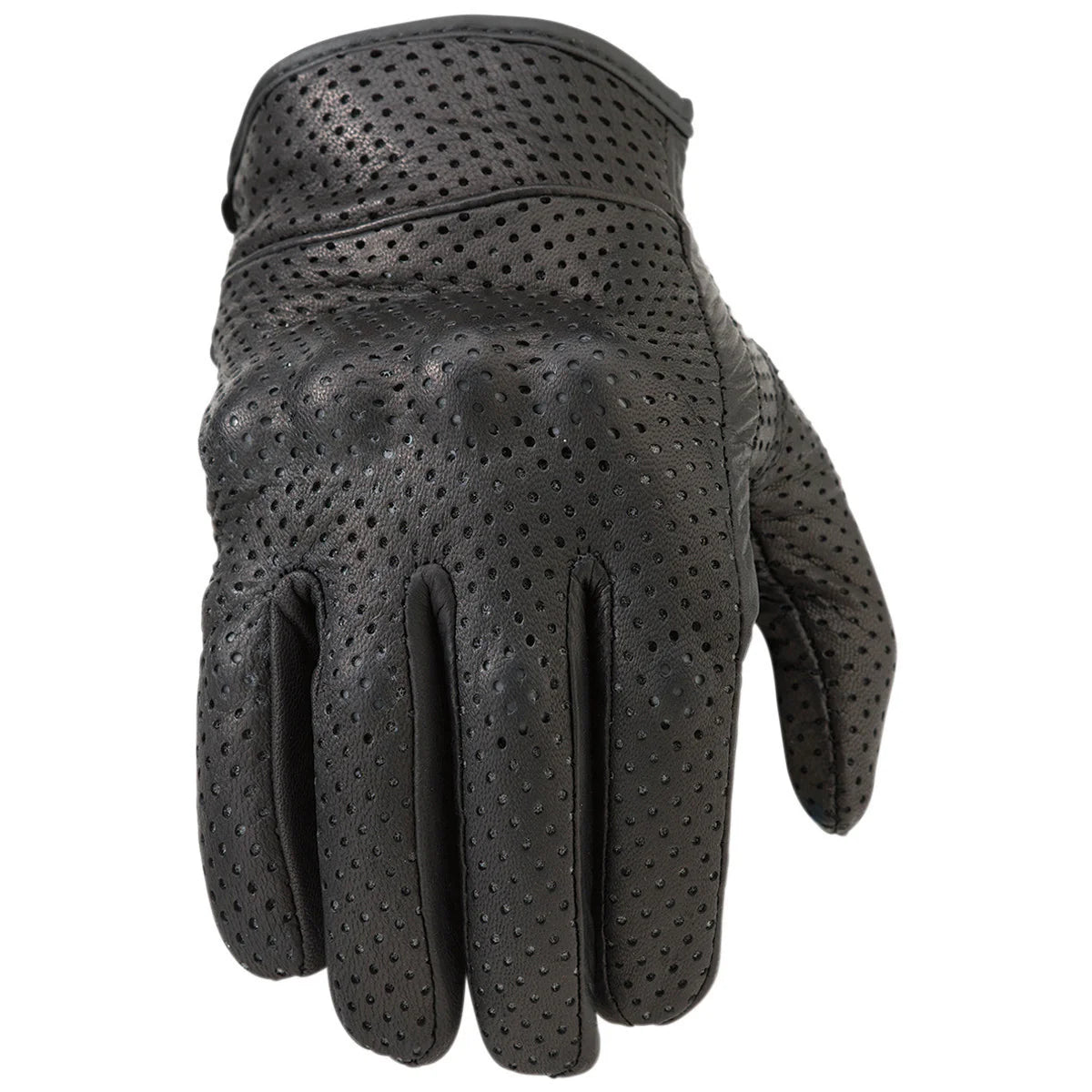 Women's Z1R 270 black perforated goatskin leather motorcycle gloves featuring knuckle and palm padding.