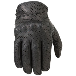 Women's Z1R 270 black perforated goatskin leather motorcycle gloves featuring knuckle and palm padding.