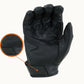 Palm view of MG knuckle-armoured leather gloves with textured grip and padded protection