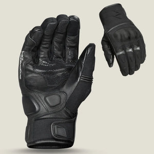 Scorpion EXO men’s Tempest short black motorcycle gloves with padded palm, reinforced grip, and cold weather protection