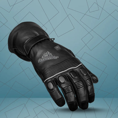Tour Master Synergy Pro Plus 12V heated motorcycle glove front view with heating panel and leather finish